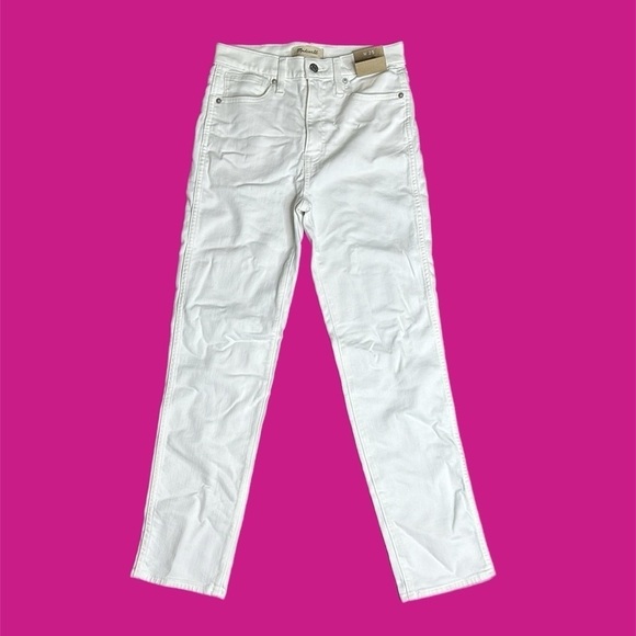 NWT Madewell Stovepipe Jeans in Pure White Straight Leg Women’s Size 25 - Picture 3 of 14